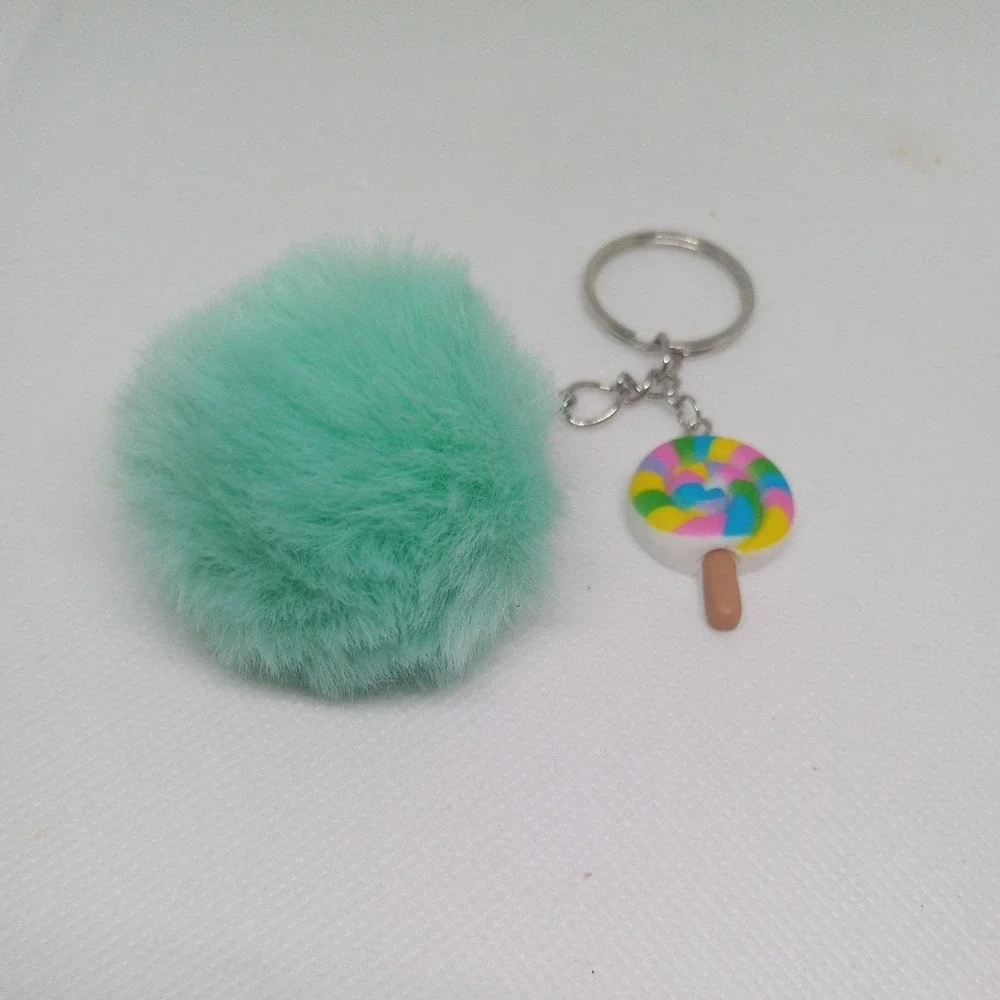 Hand Made Mini Lolipop Charm With a Green Pom Pom